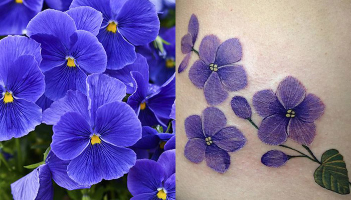 Violet Flower Temporary Tattoo Sticker - OhMyTat